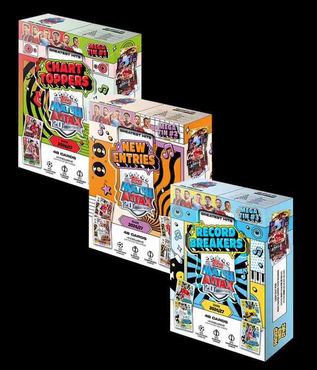 (2026 m. Naujiena!) UEFA Champions League Match Attax 2026/2027 Mega metalinė dėžutė (Mega Tin)